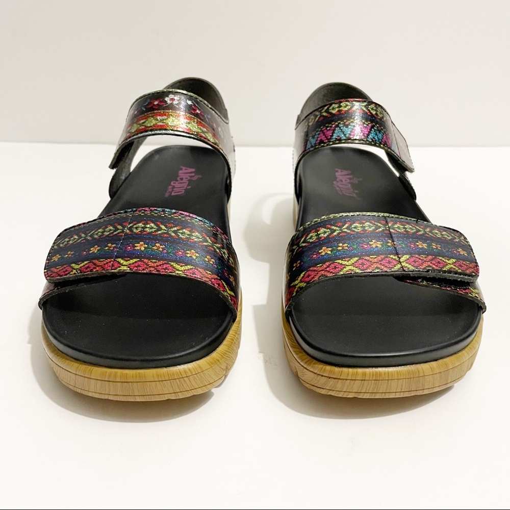 Alegria Women's Black Multi-Color Patterned Sandals - Picture 3 of 10